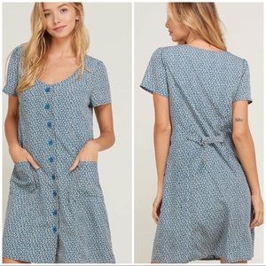 Button down dress with adjustable waistband